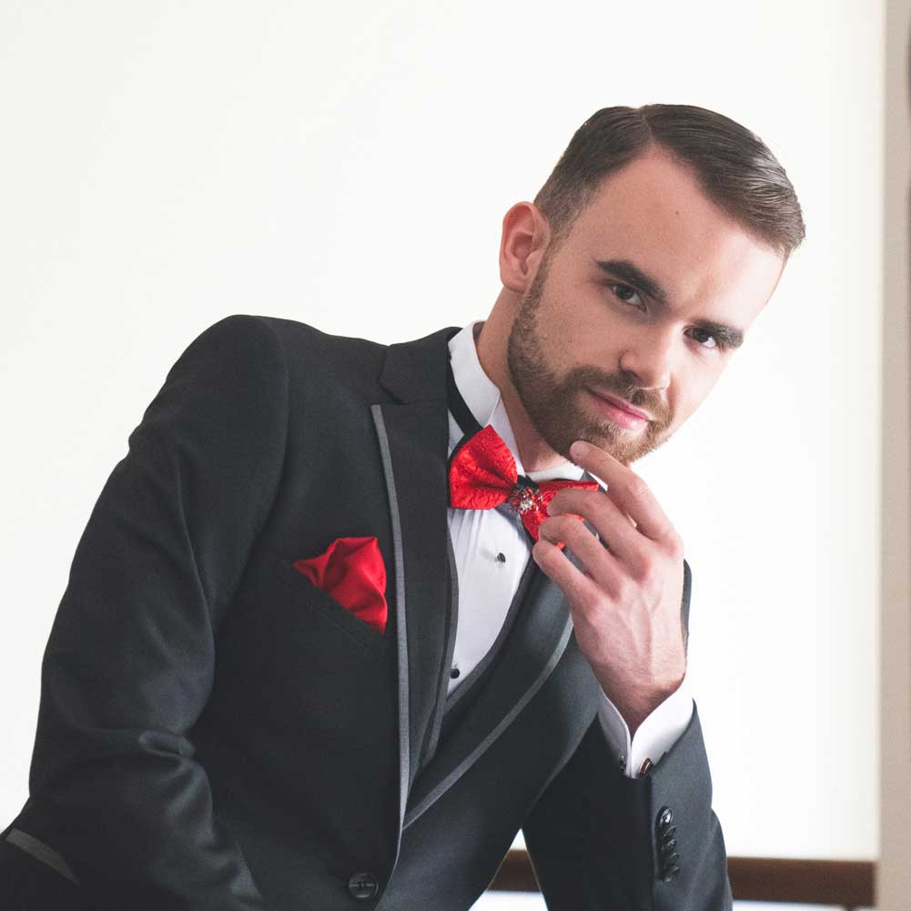 Julian Jenson in a tuxedo ready for a performance.